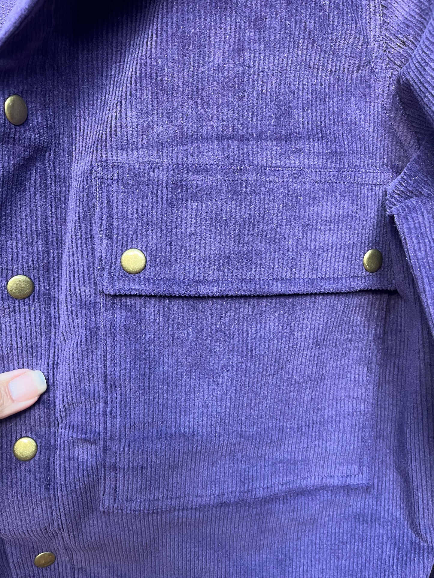 Corduroy Shirt Jacket- Purple with Patch