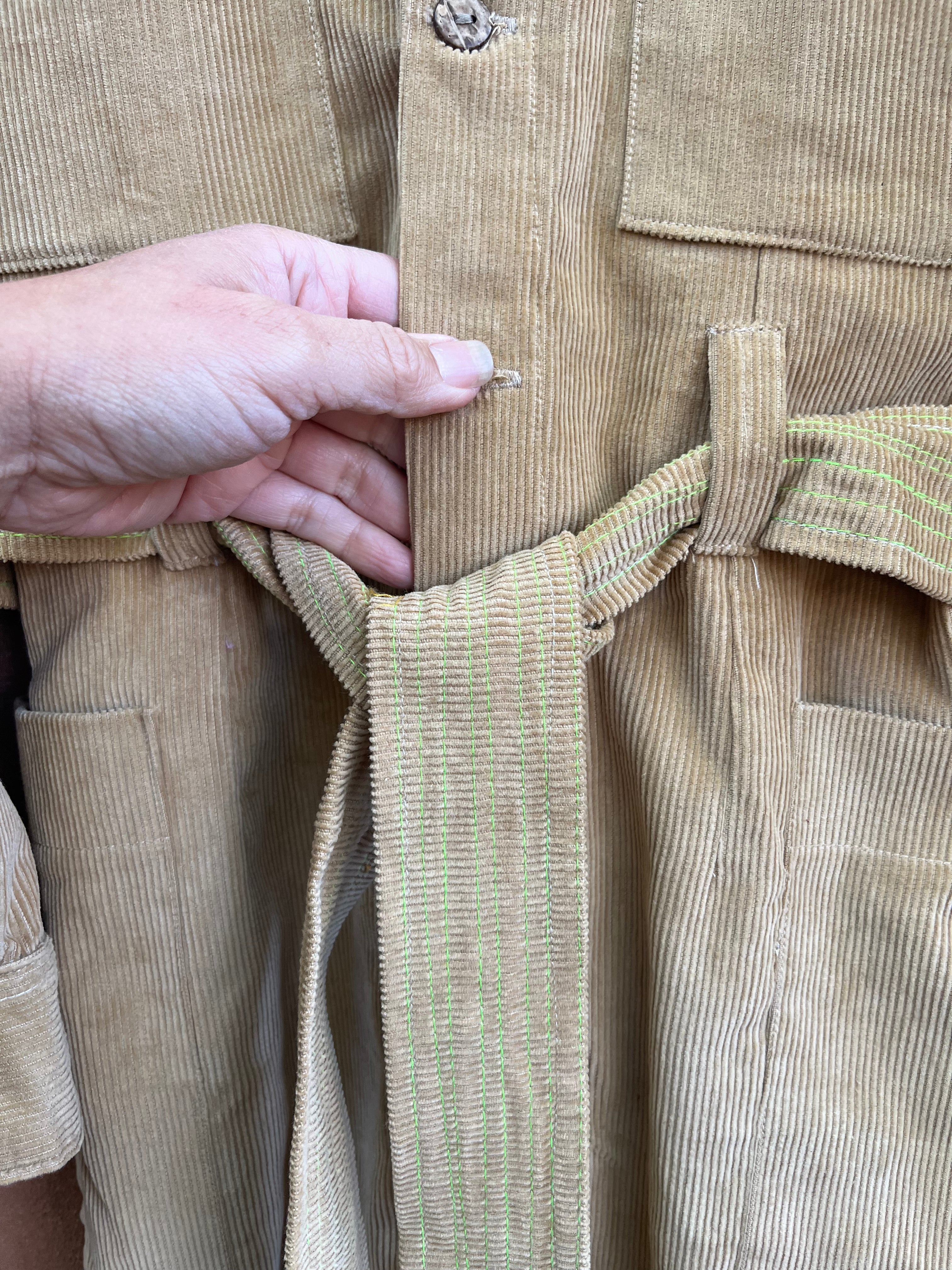 Jumpsuit - Tan Corduroy - long sleeves - size Medium