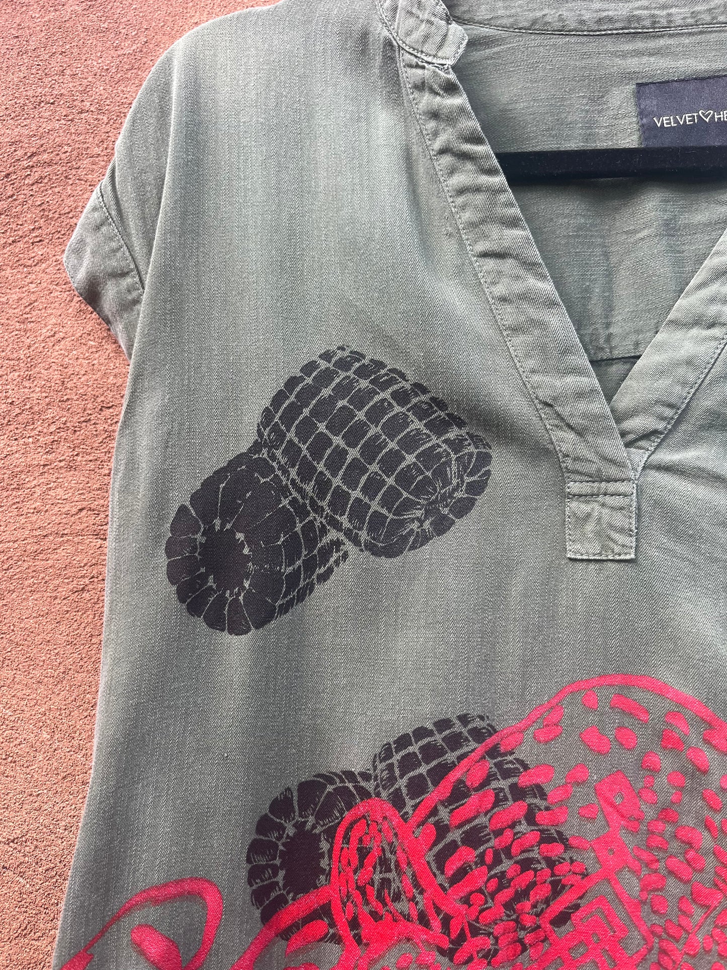 Screenprinted Tunic Dress ~ upcycled ~ XS