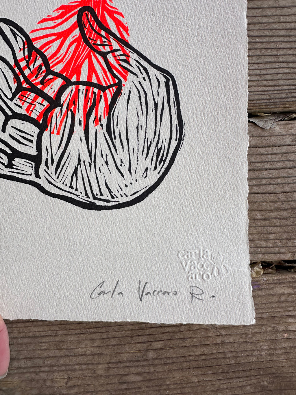 Mano con Flor - Lino Print
