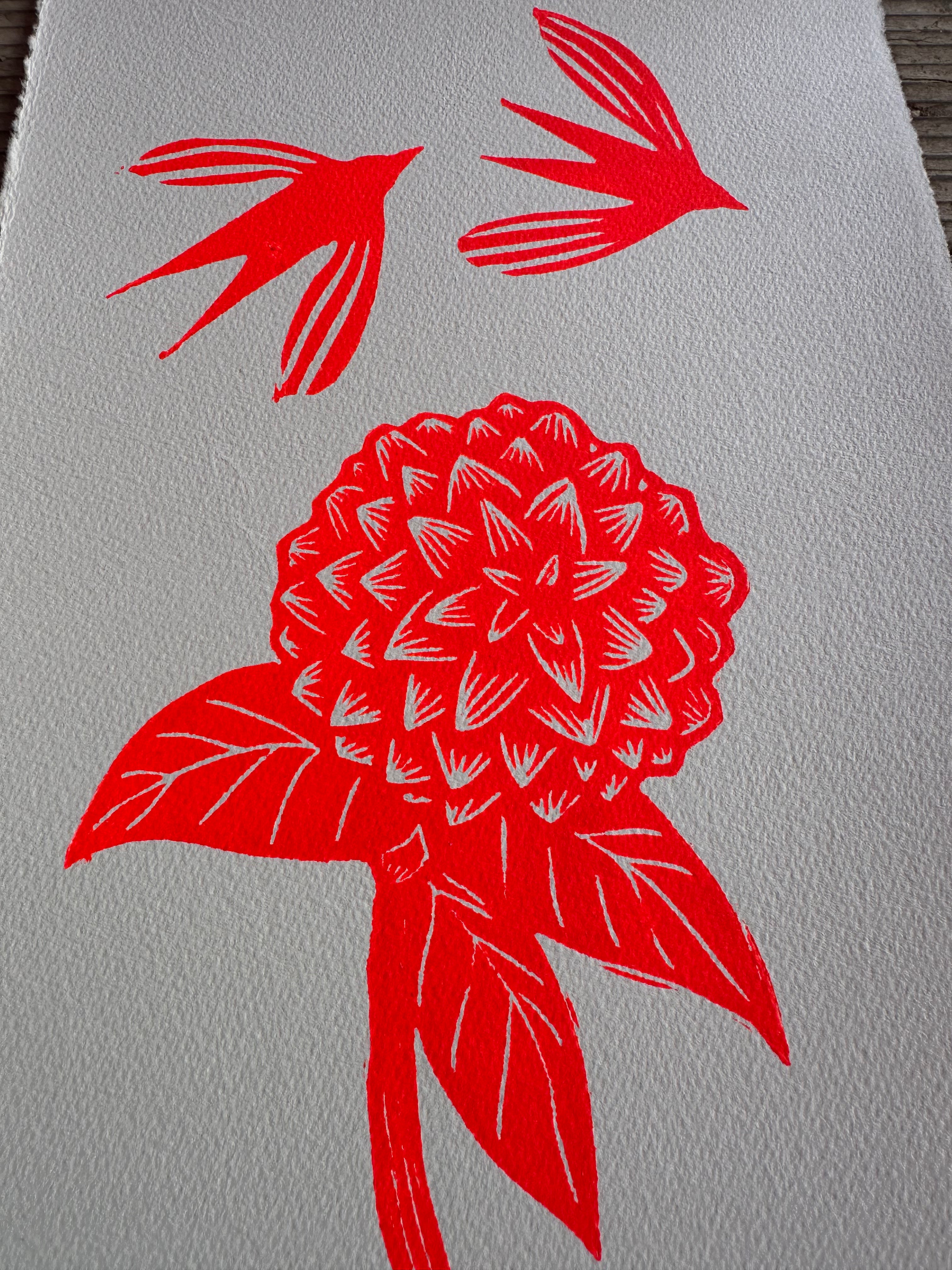 Mano con Flor - Lino Print