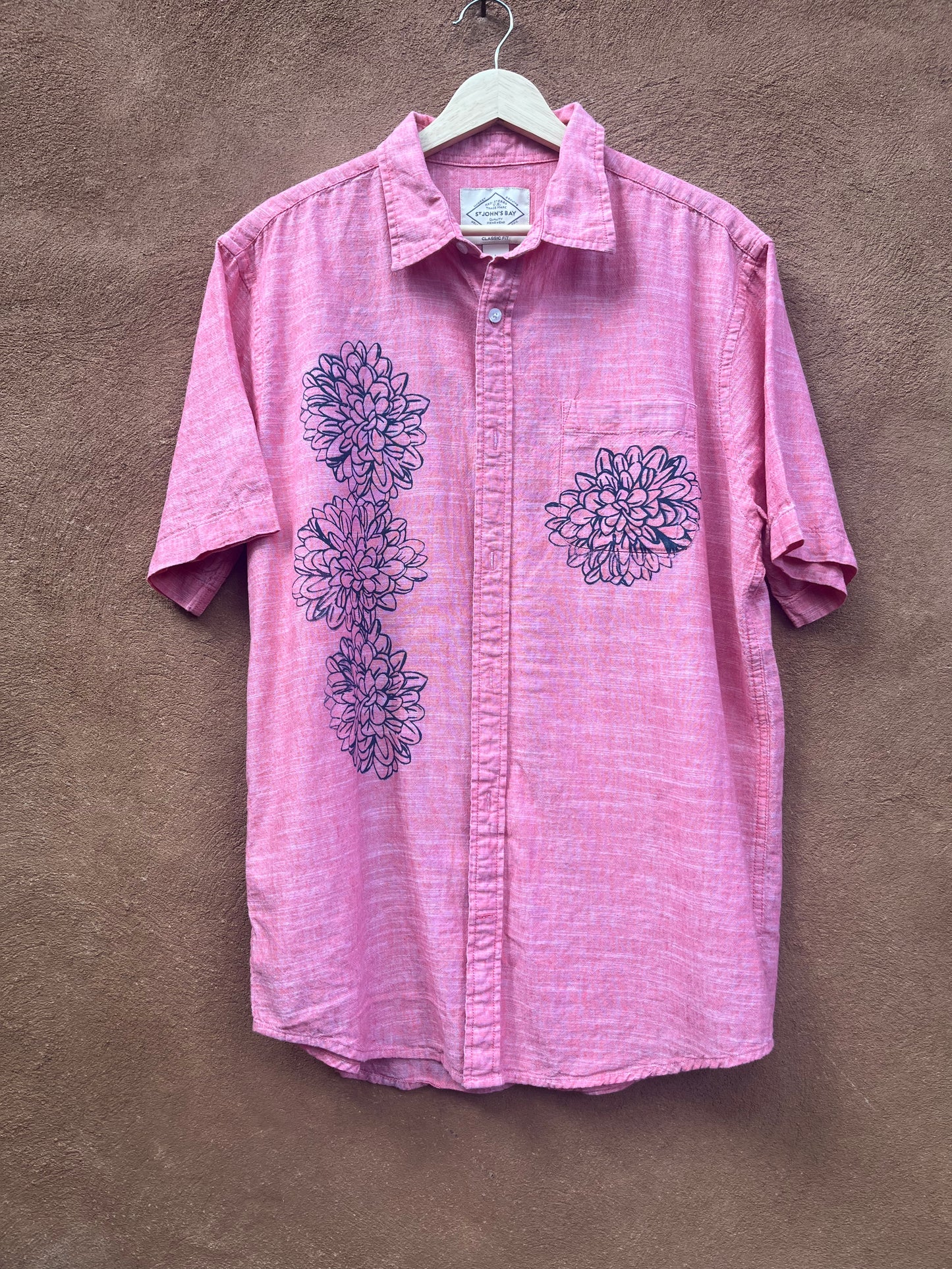 Screenprinted Collared Shirt ~ upcycled ~ Large