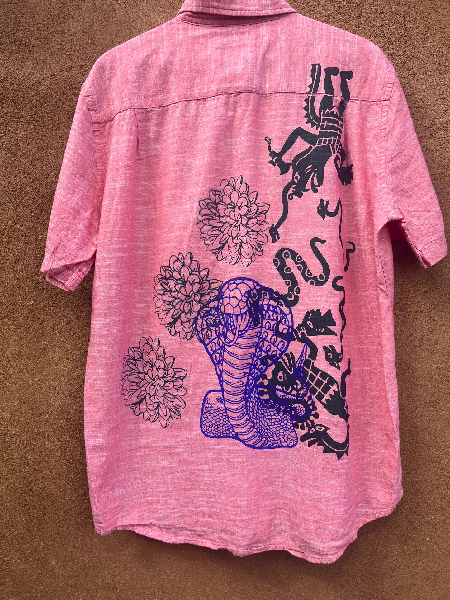 Screenprinted Collared Shirt ~ upcycled ~ Large