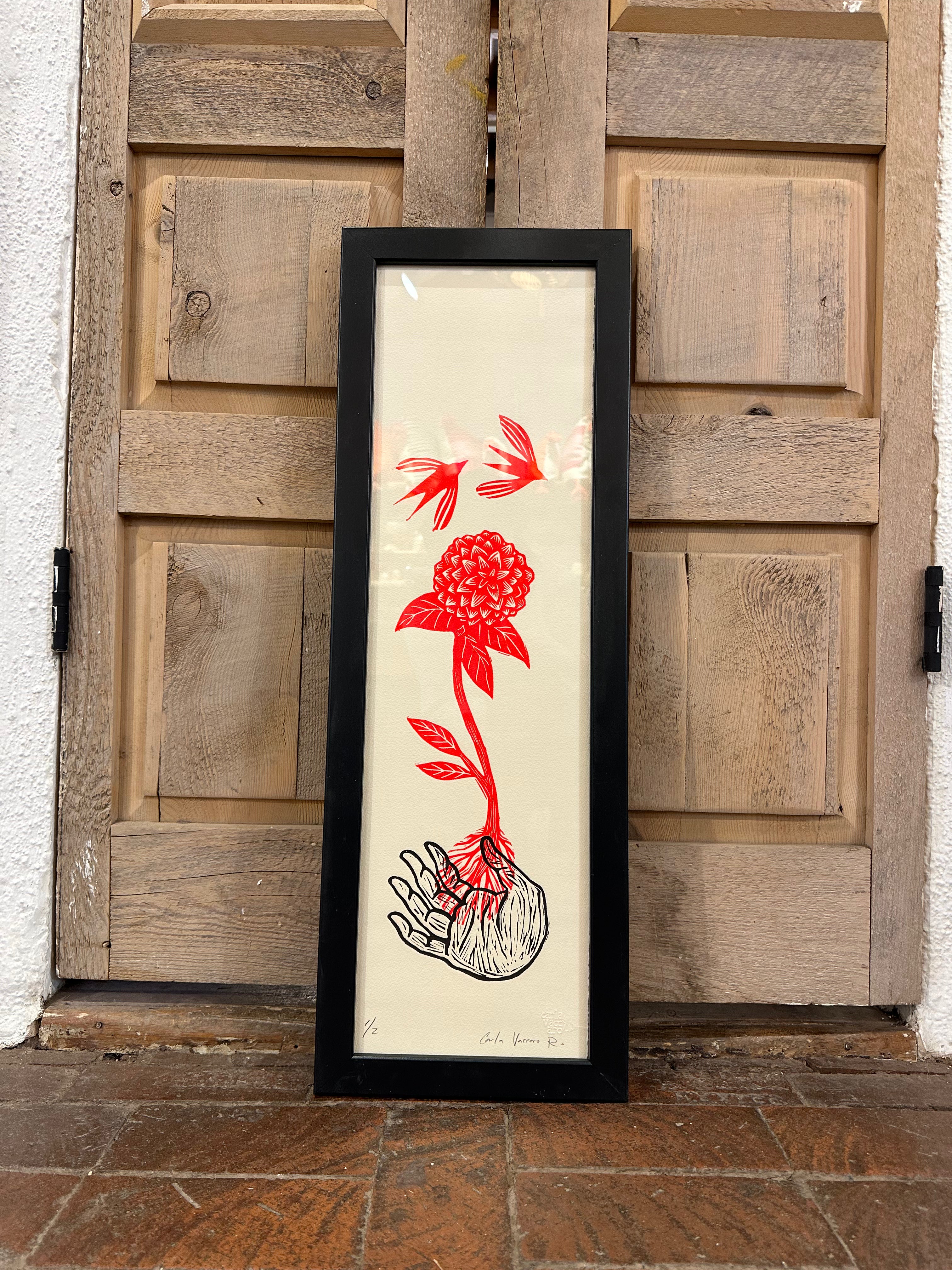 Mano con Flor - Lino Print