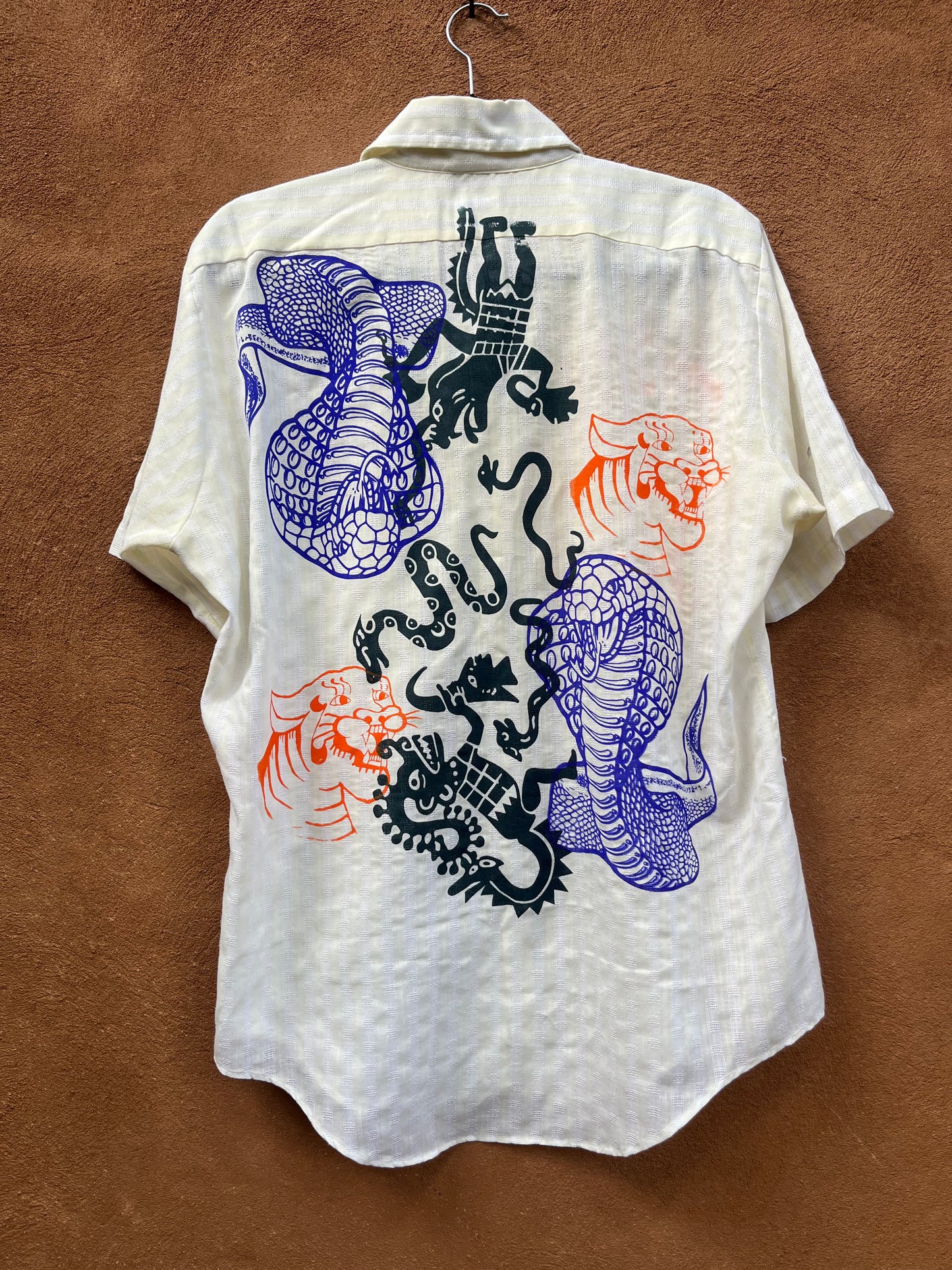 Screenprinted Collared Shirt ~ upcycled ~ Large