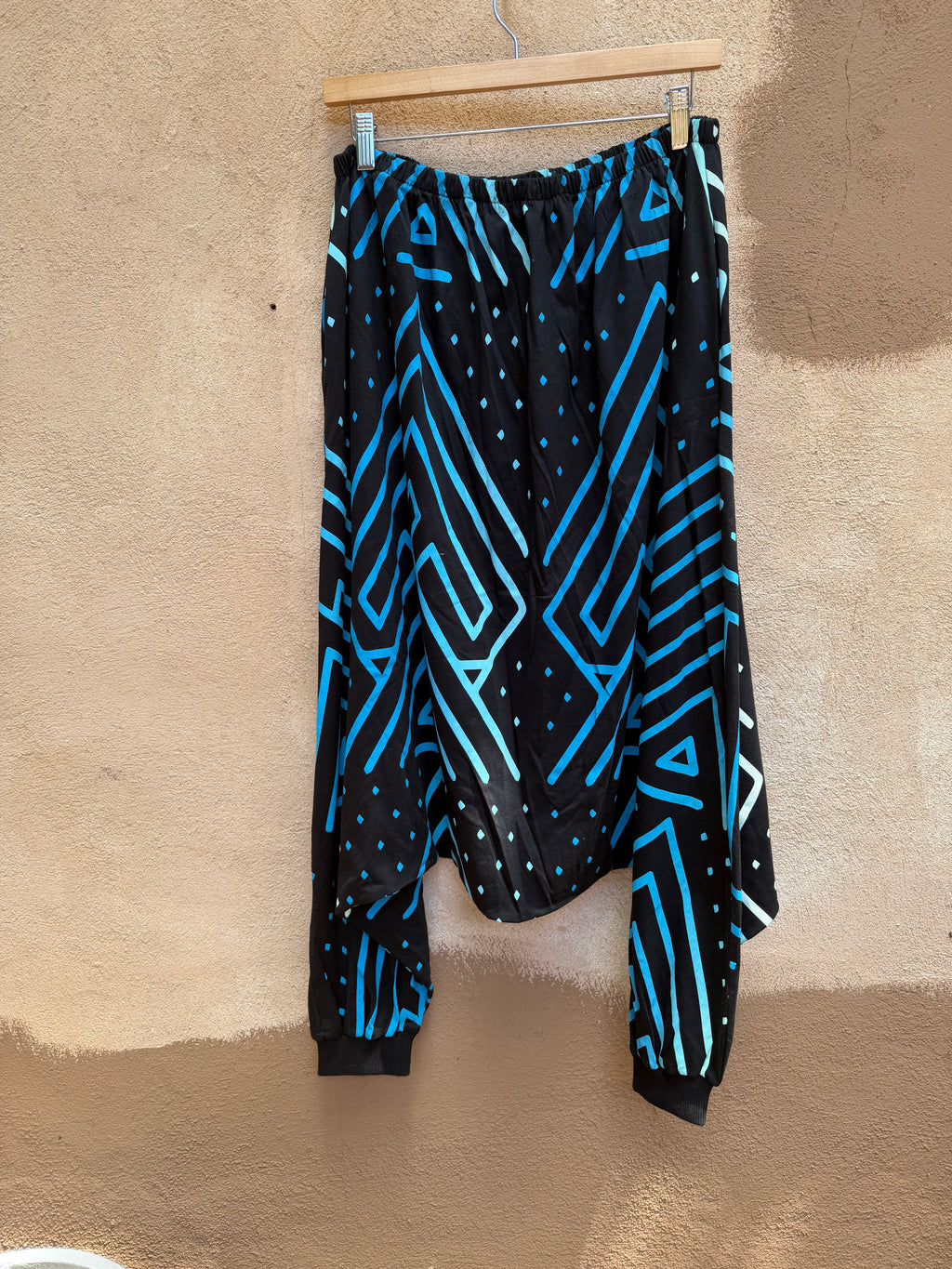 Screenprinted pants ~ Large ~ Black & Turq