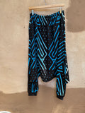 Screenprinted pants ~ Large ~ Black & Turq