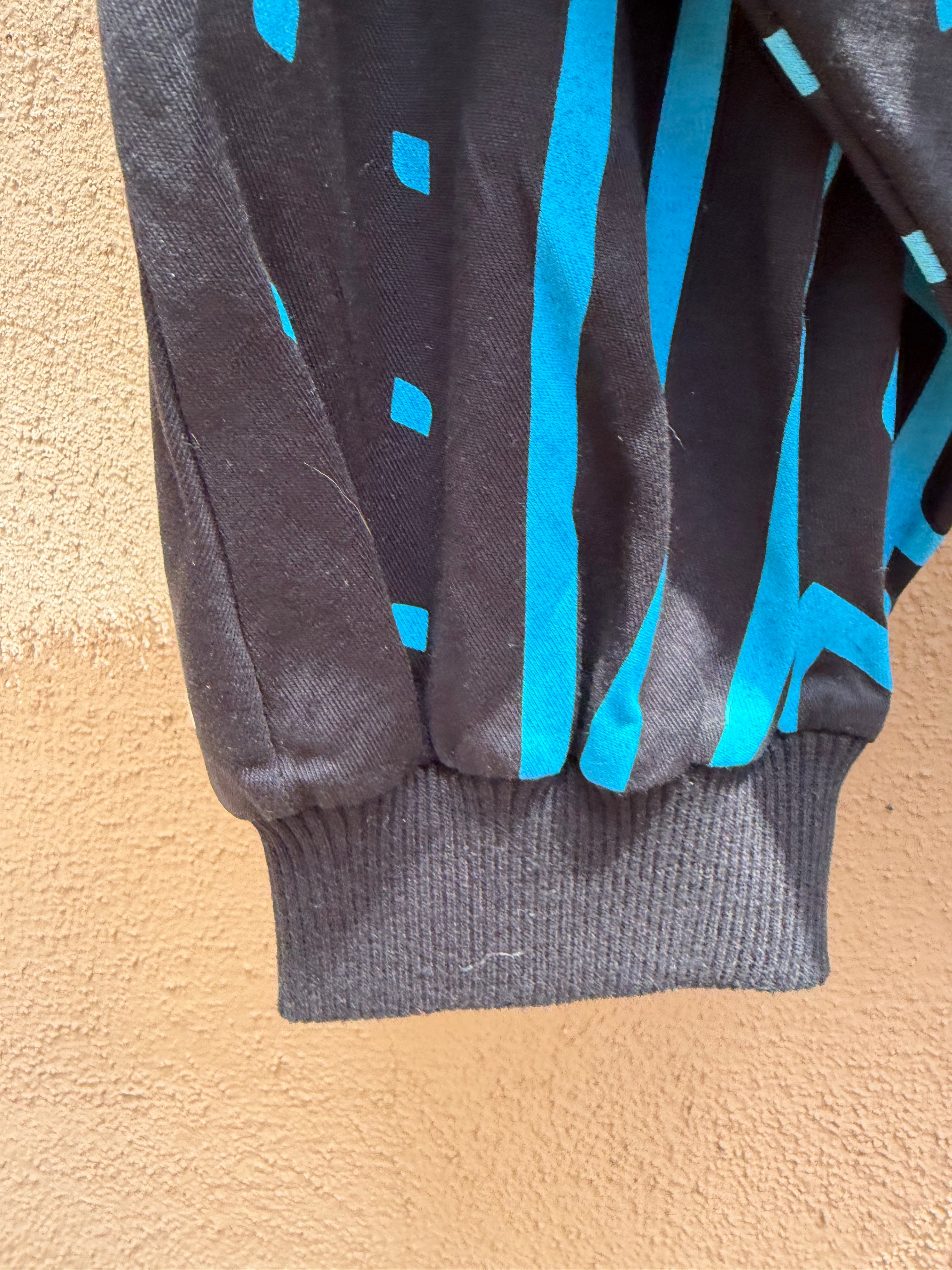 Screenprinted pants ~ Large ~ Black & Turq