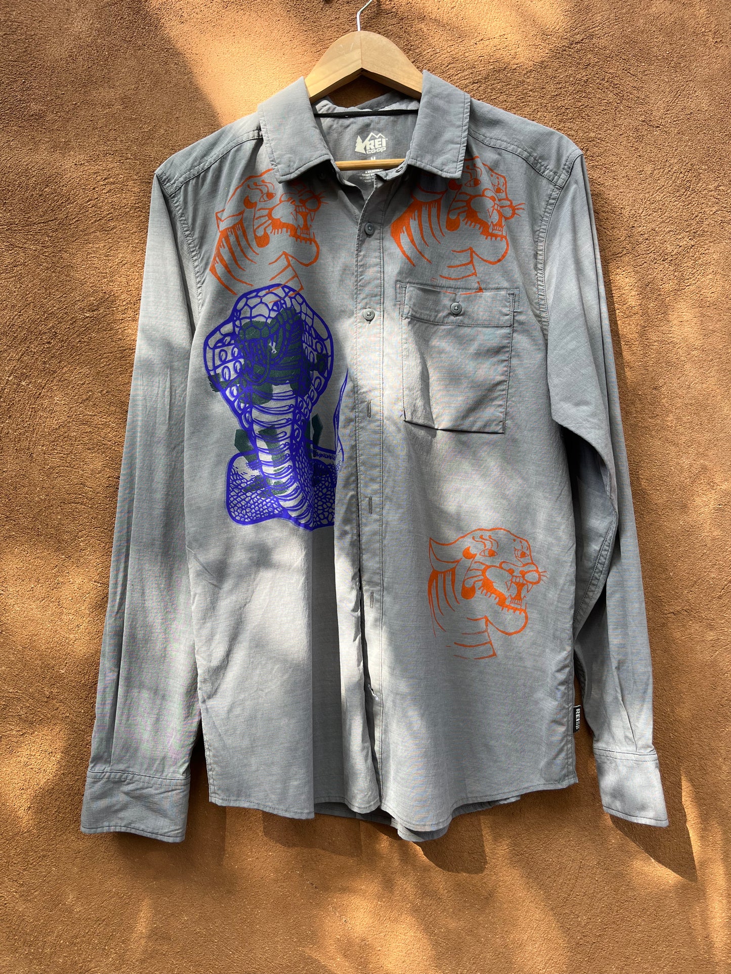 Screenprinted Collared Shirt ~ upcycled ~ Medium