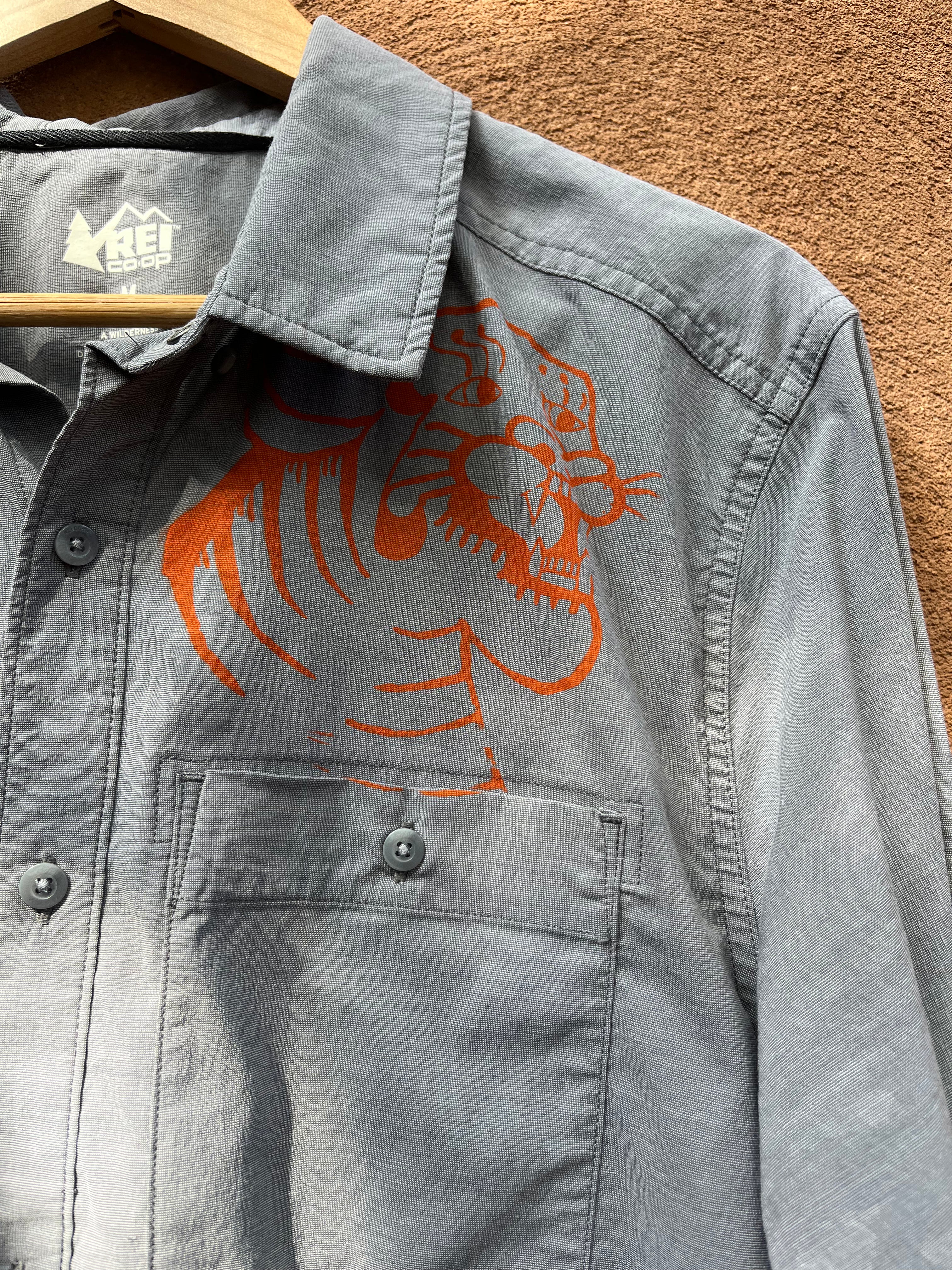 Screenprinted Collared Shirt - REI - Medium