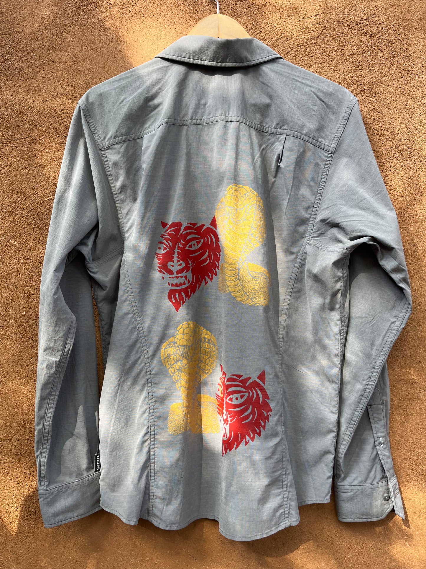 Screenprinted Collared Shirt ~ upcycled ~ Medium