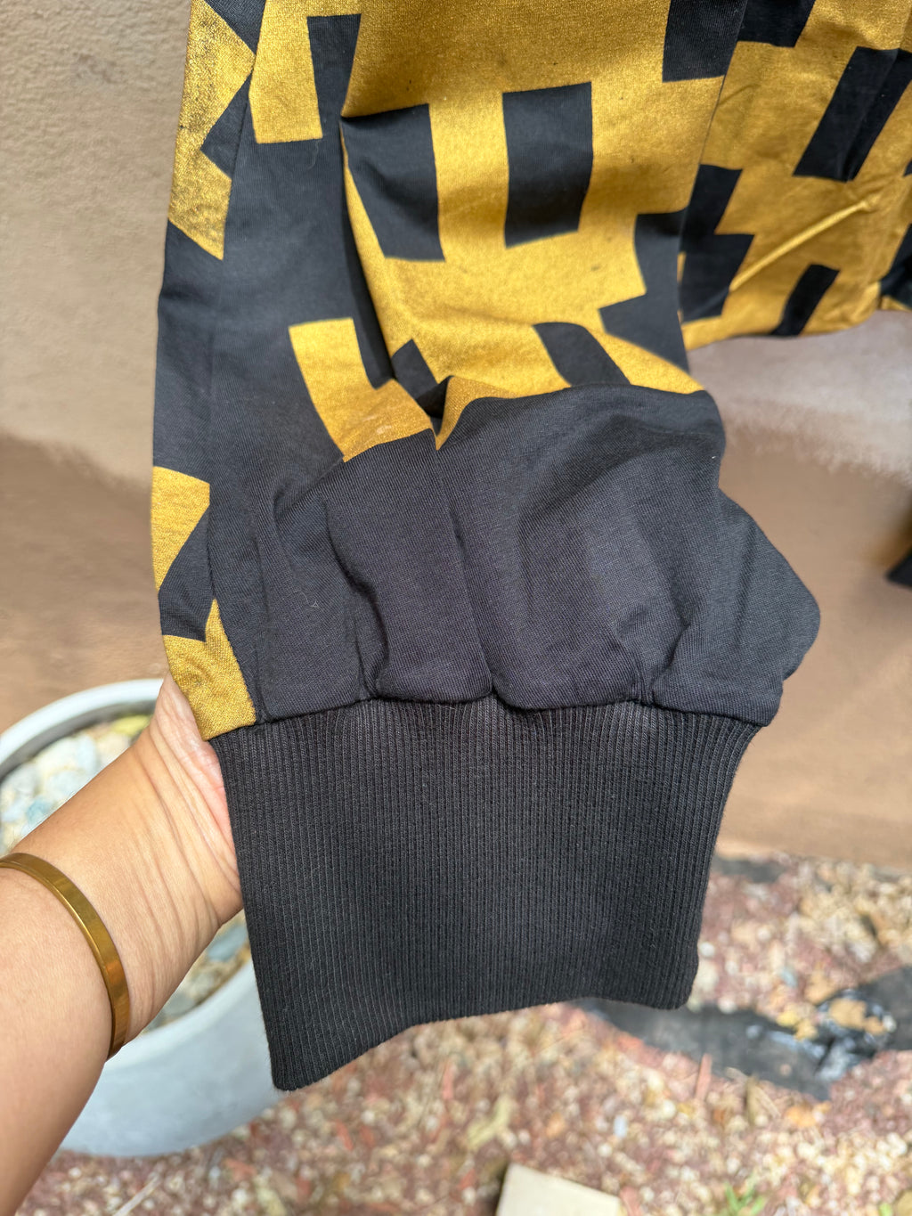 Screenprinted pants ~ Large ~ Black & Gold