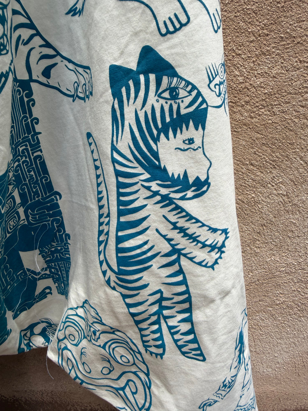 Screenprinted pants ~ Large ~ White & Greenish