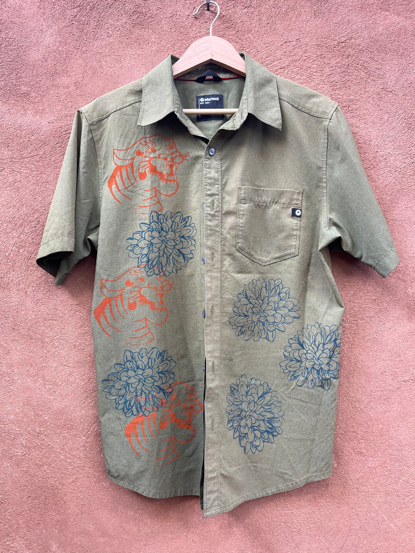 Screenprinted Collared Shirt ~ upcycled ~ Medium