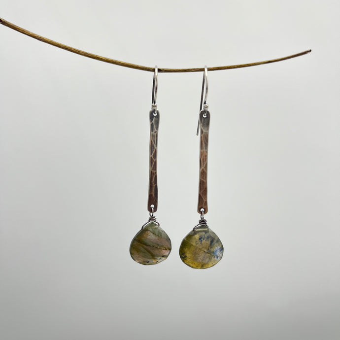 Labradorite Stick Earrings - sterling silver