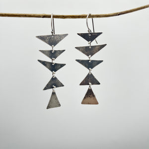 Triangle connected earrings ~ Sterling silver