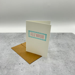 Feliz Navidad - hand printed blank greeting card