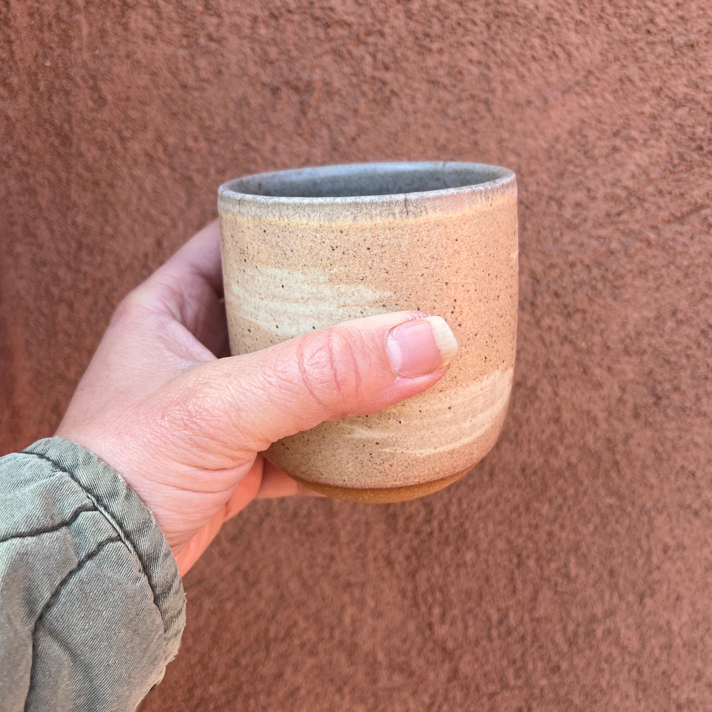 Cup ~ Straw ~ dusty green satin interior