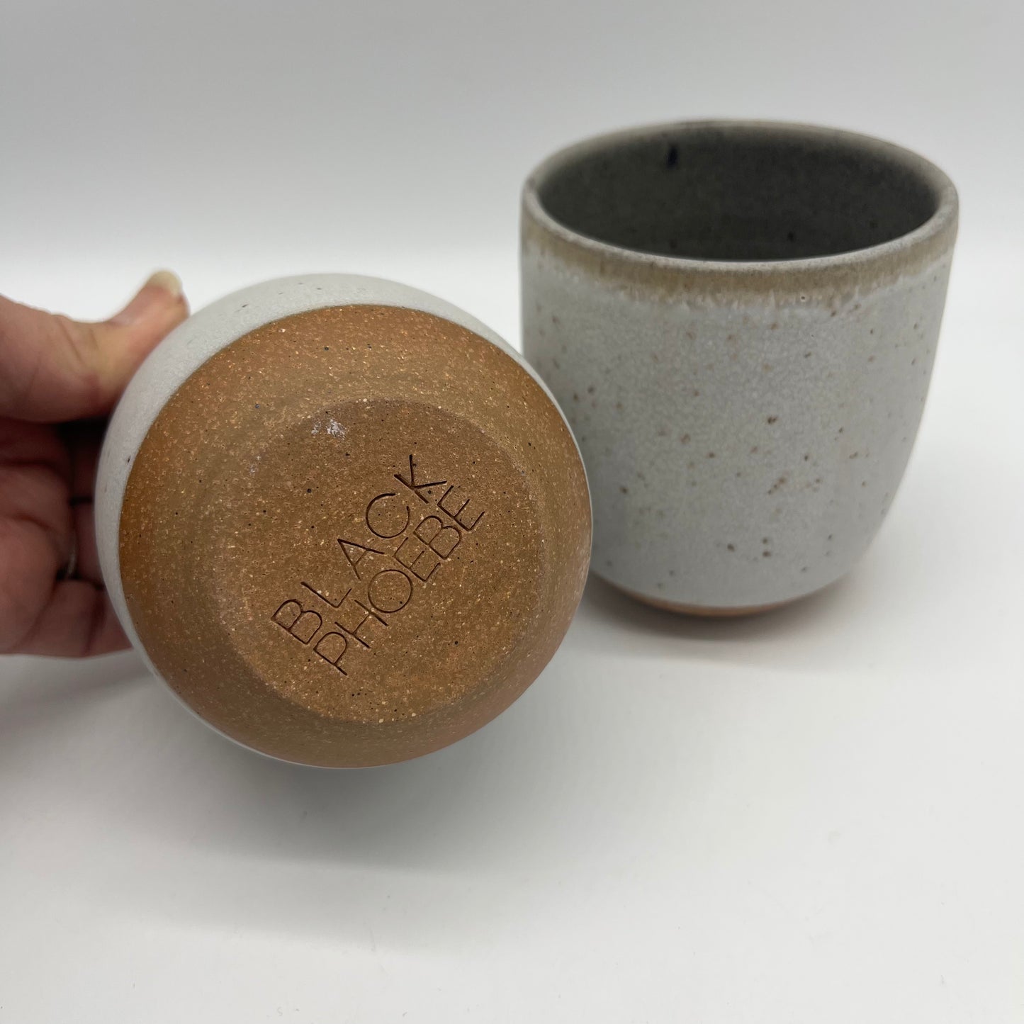 Cup ~ white matte ~ dusty green satin interior