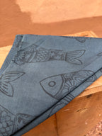Fish • Hand-dyed bandana • blue