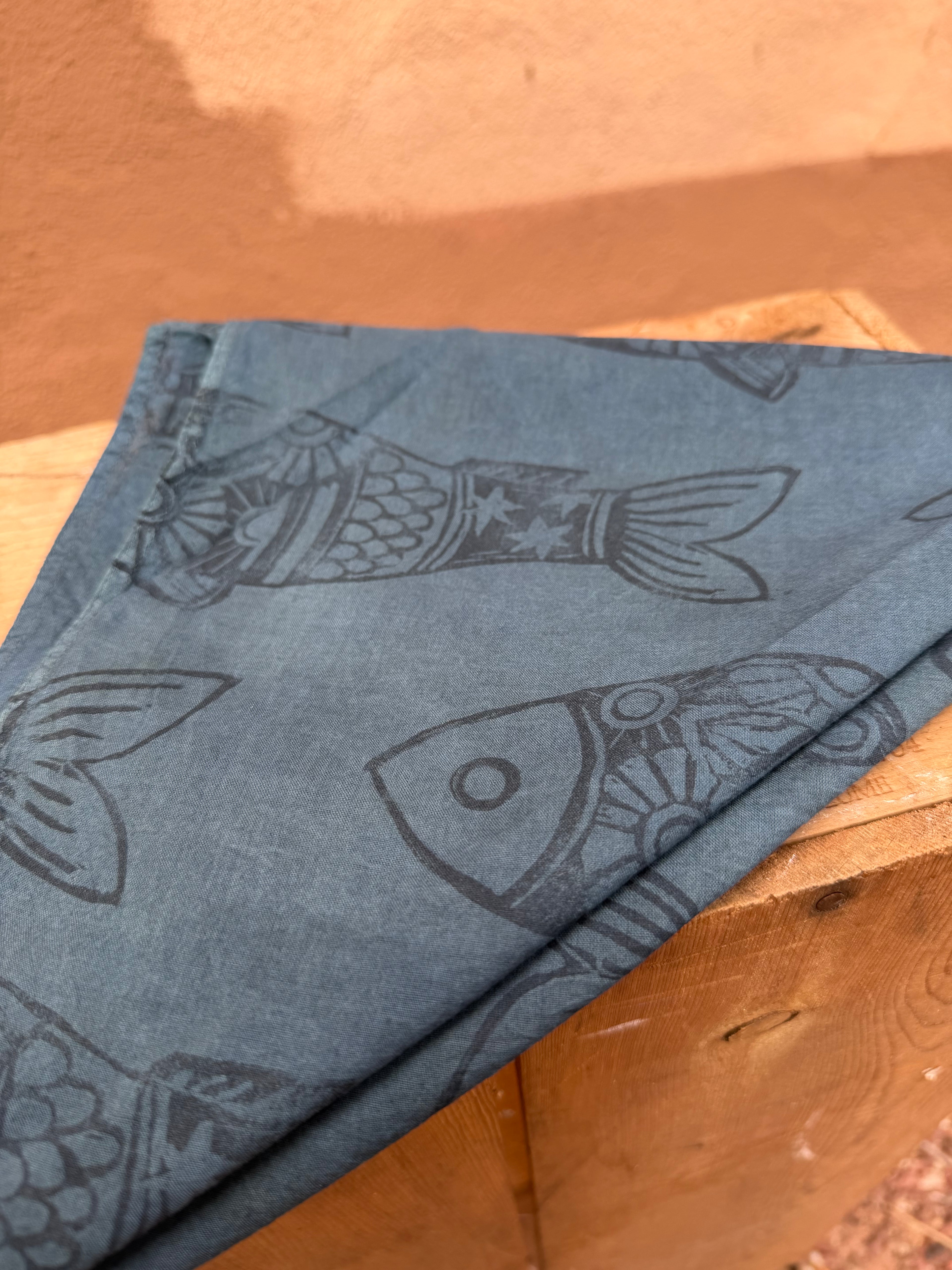 Fish • Hand-dyed bandana • blue