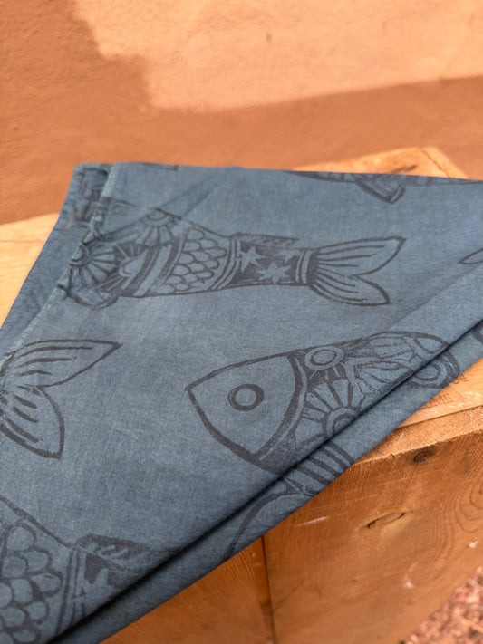 Fish • Hand-dyed bandana • blue