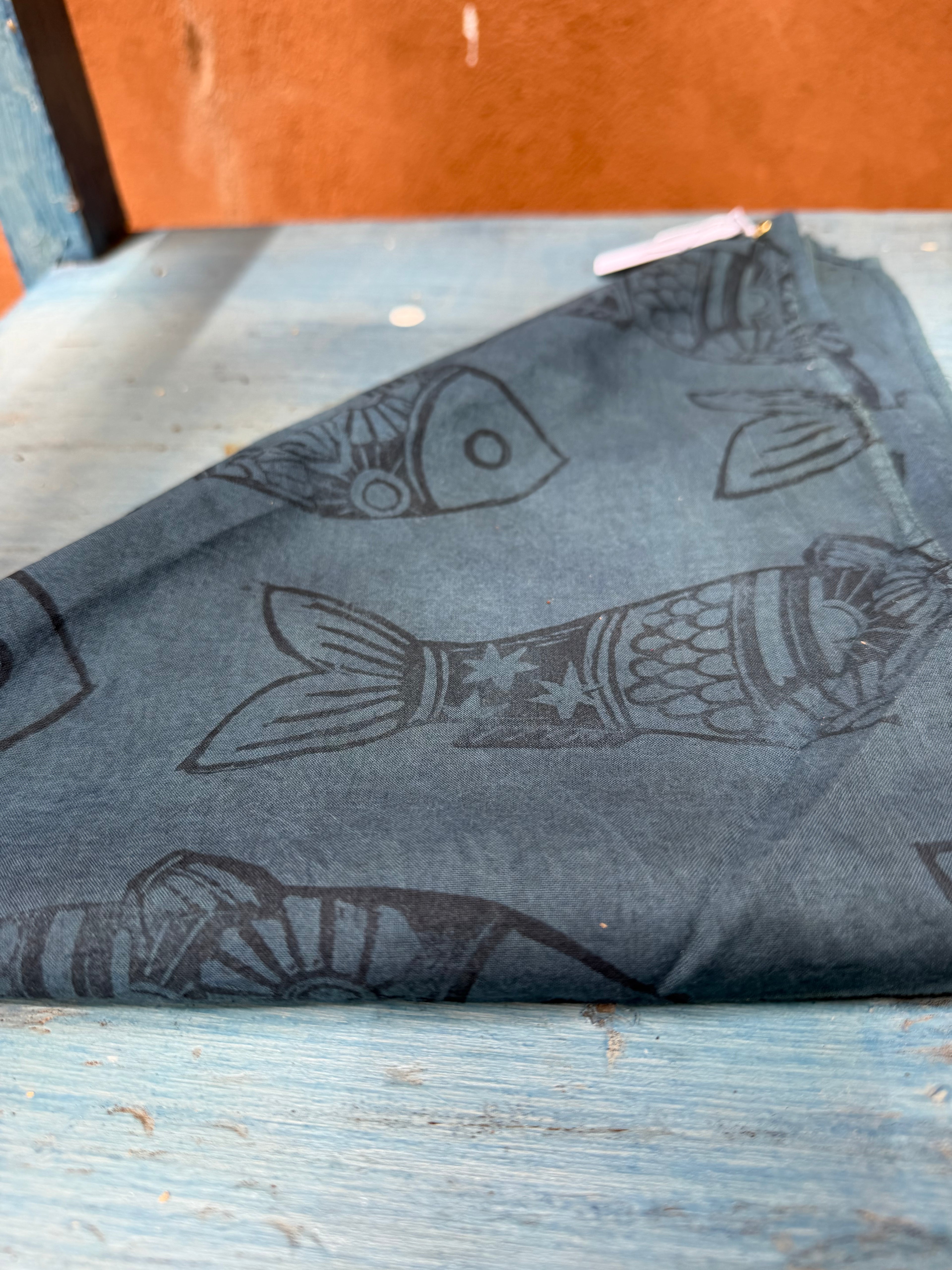 Fish • Hand-dyed bandana • blue