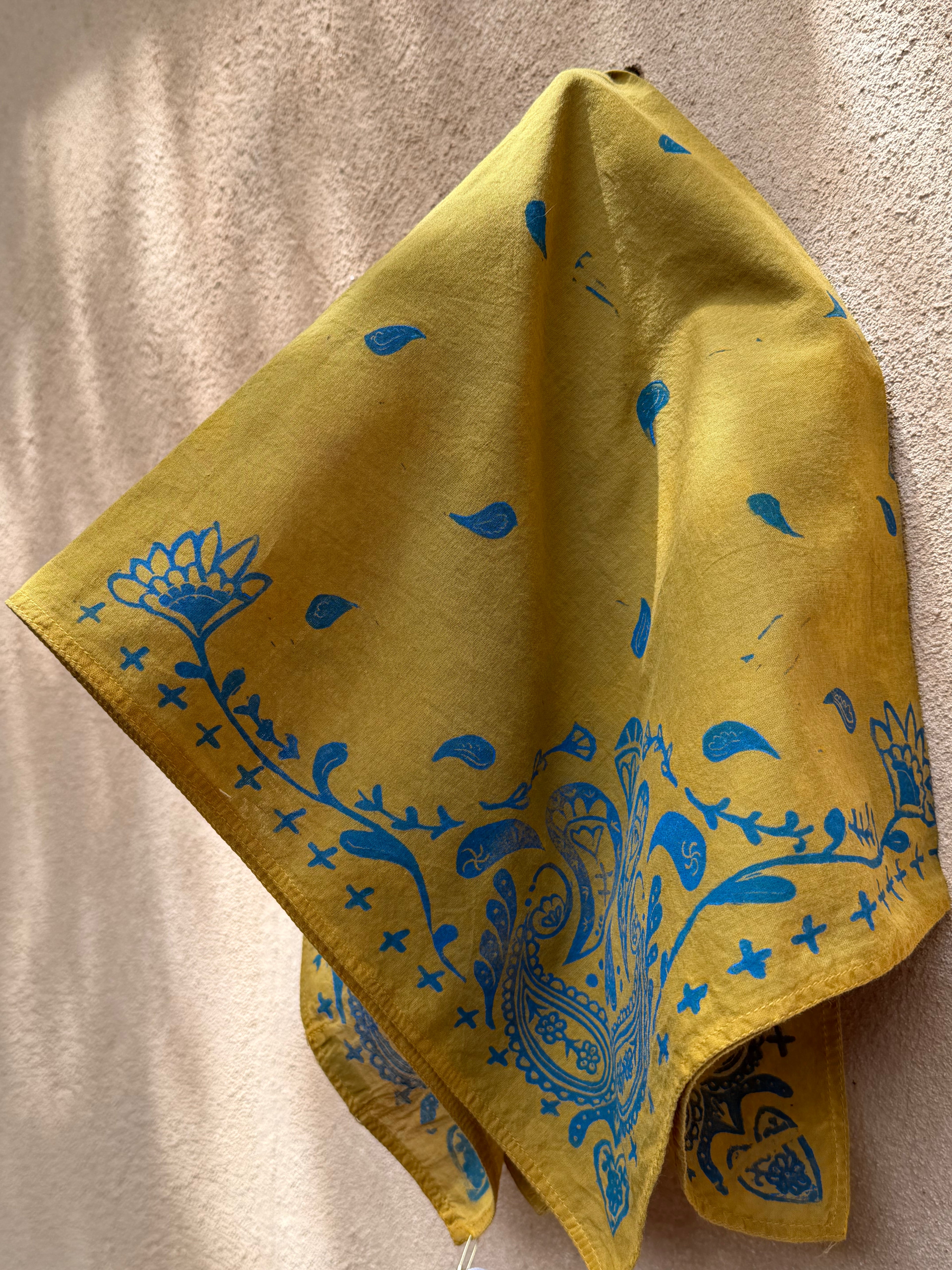 Parsley • Hand-dyed bandana • Ochre & Blue