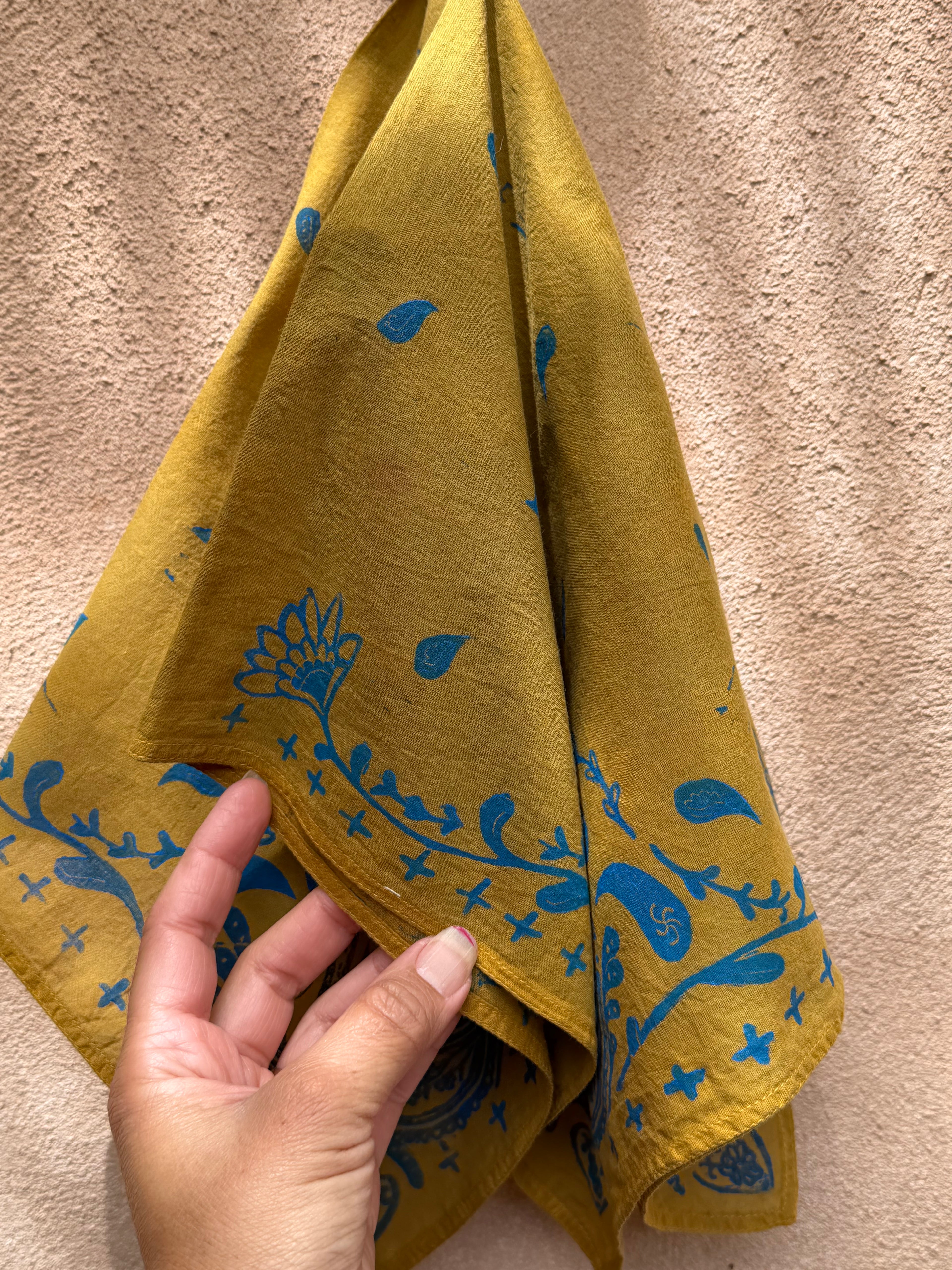Parsley • Hand-dyed bandana • Ochre & Blue