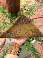 Fish • Hand-dyed bandana • Olive