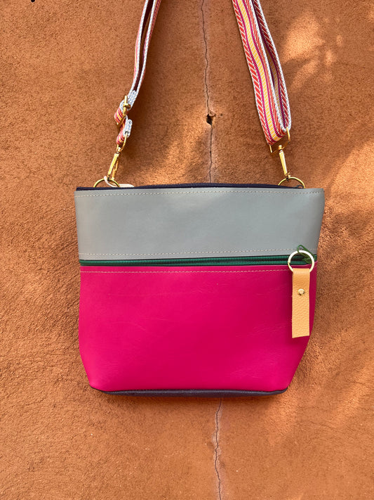 Crossbody Bag - Sky blue & Fuchsia