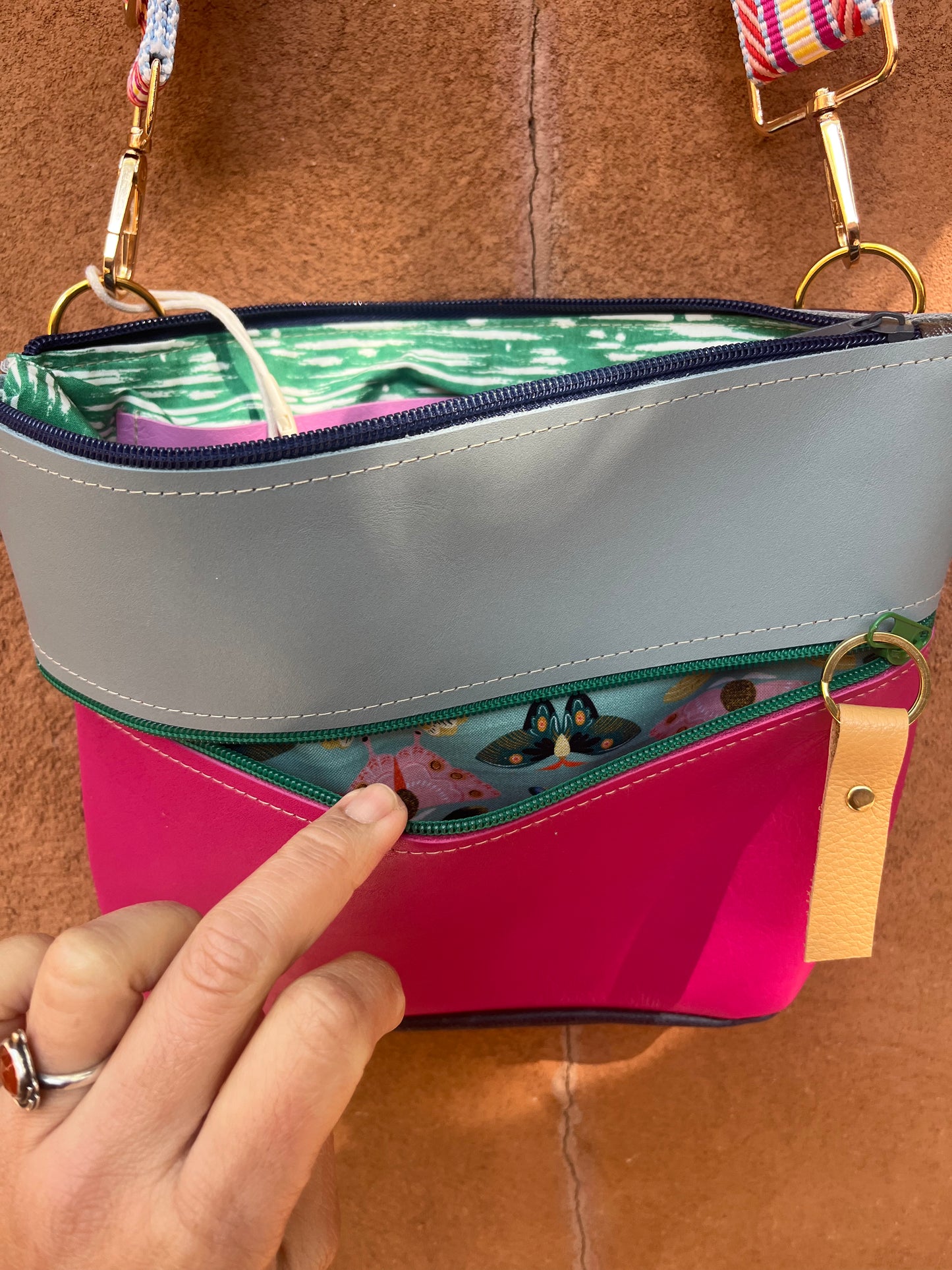 Crossbody Bag - Sky blue & Fuchsia