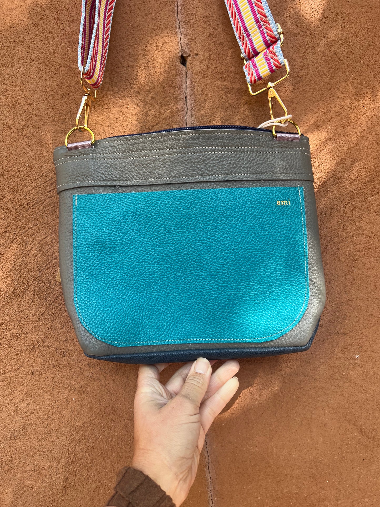 Crossbody Bag - Sky blue & Fuchsia