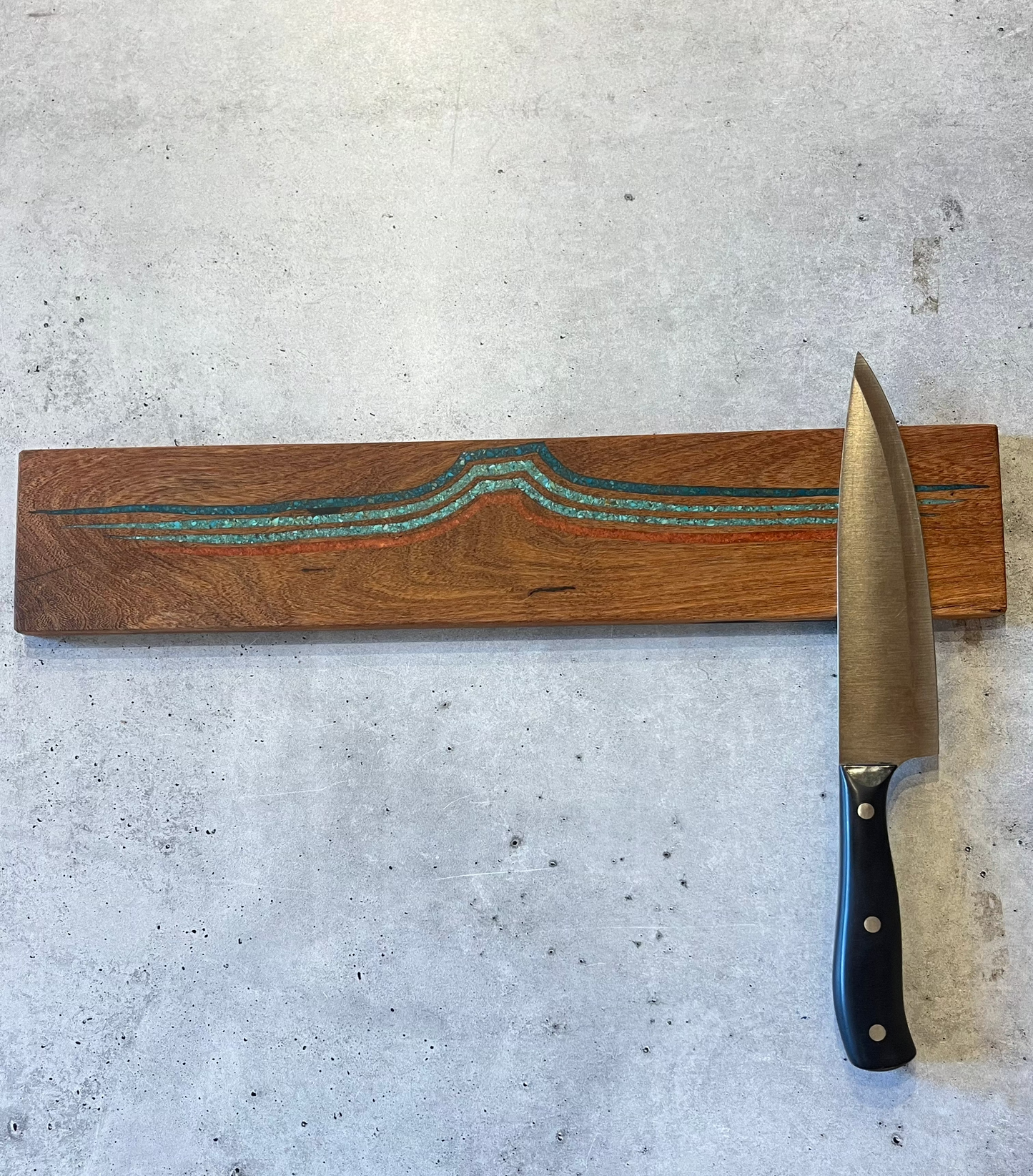 Magnetic Knife block ~ Coral, Peruvian and Kingman turquoise