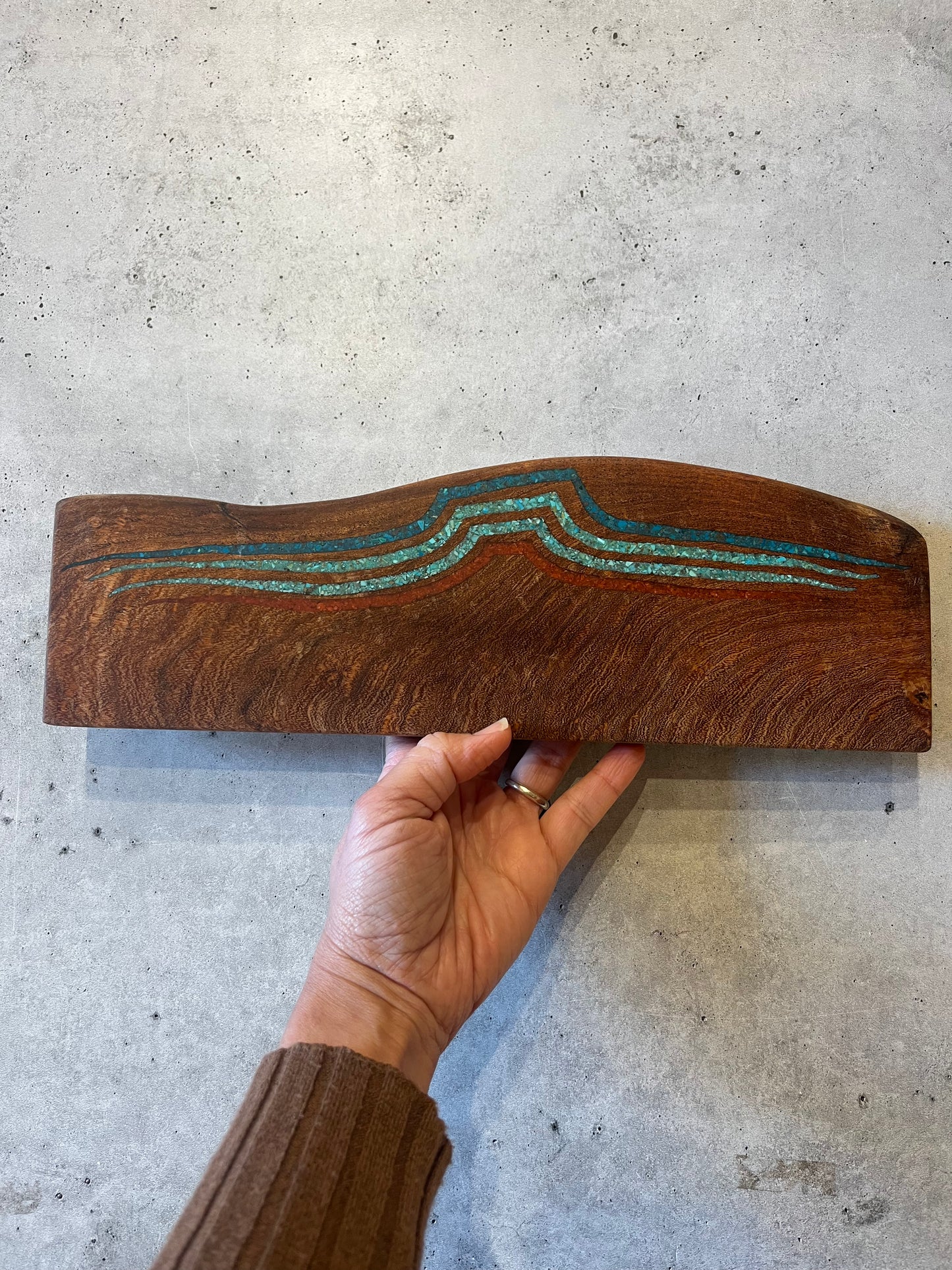 Magnetic Knife block ~ Coral, Peruvian and Kingman turquoise