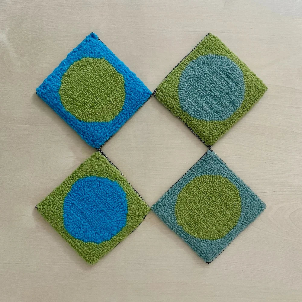 Coasters - cerulean ~ grass