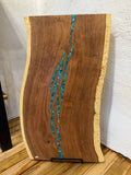 Tray Live Edge Mesquite - with Kingman Turquoise inlay
