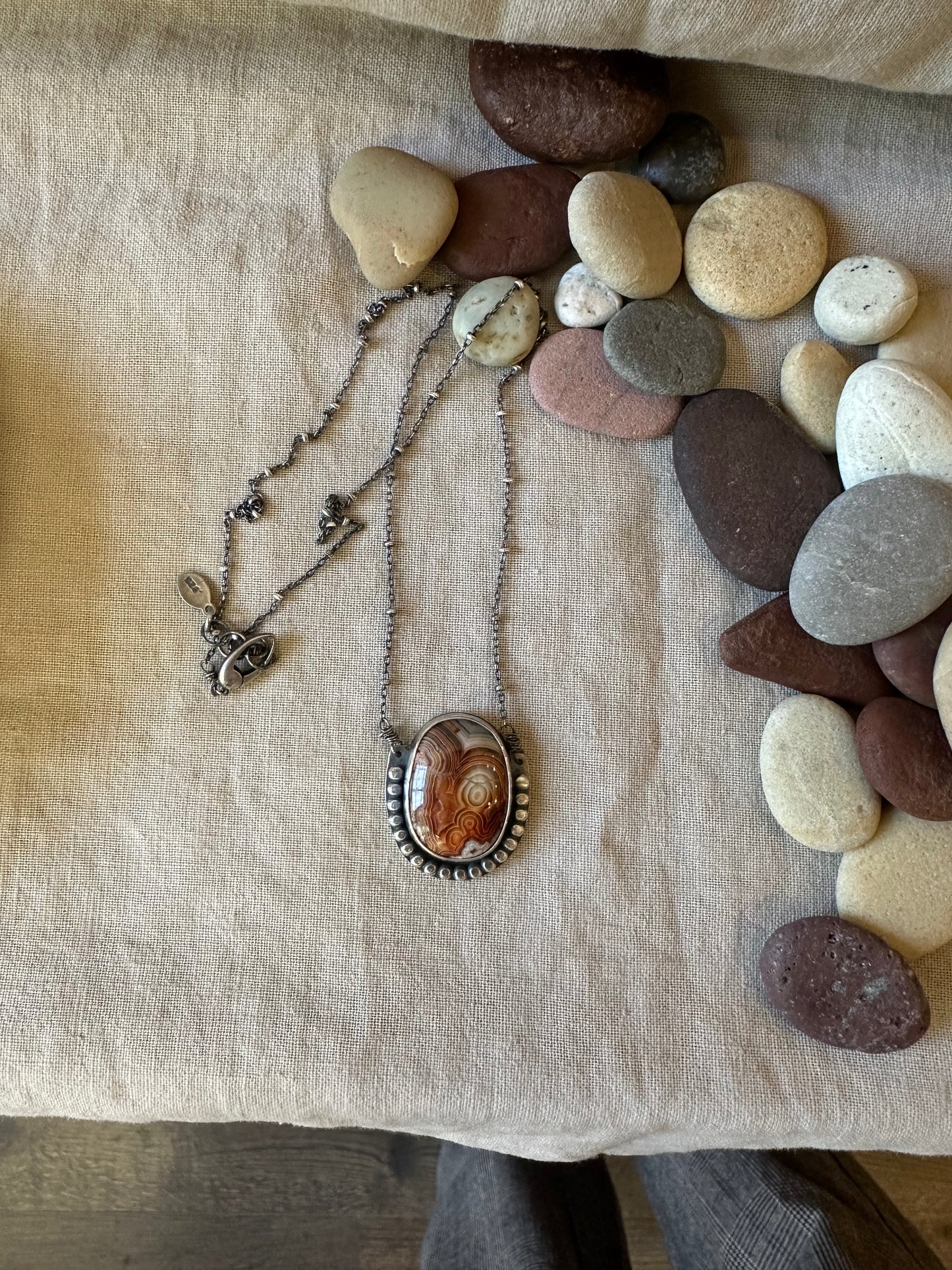 Crazy Lace Agate Amulet Necklace