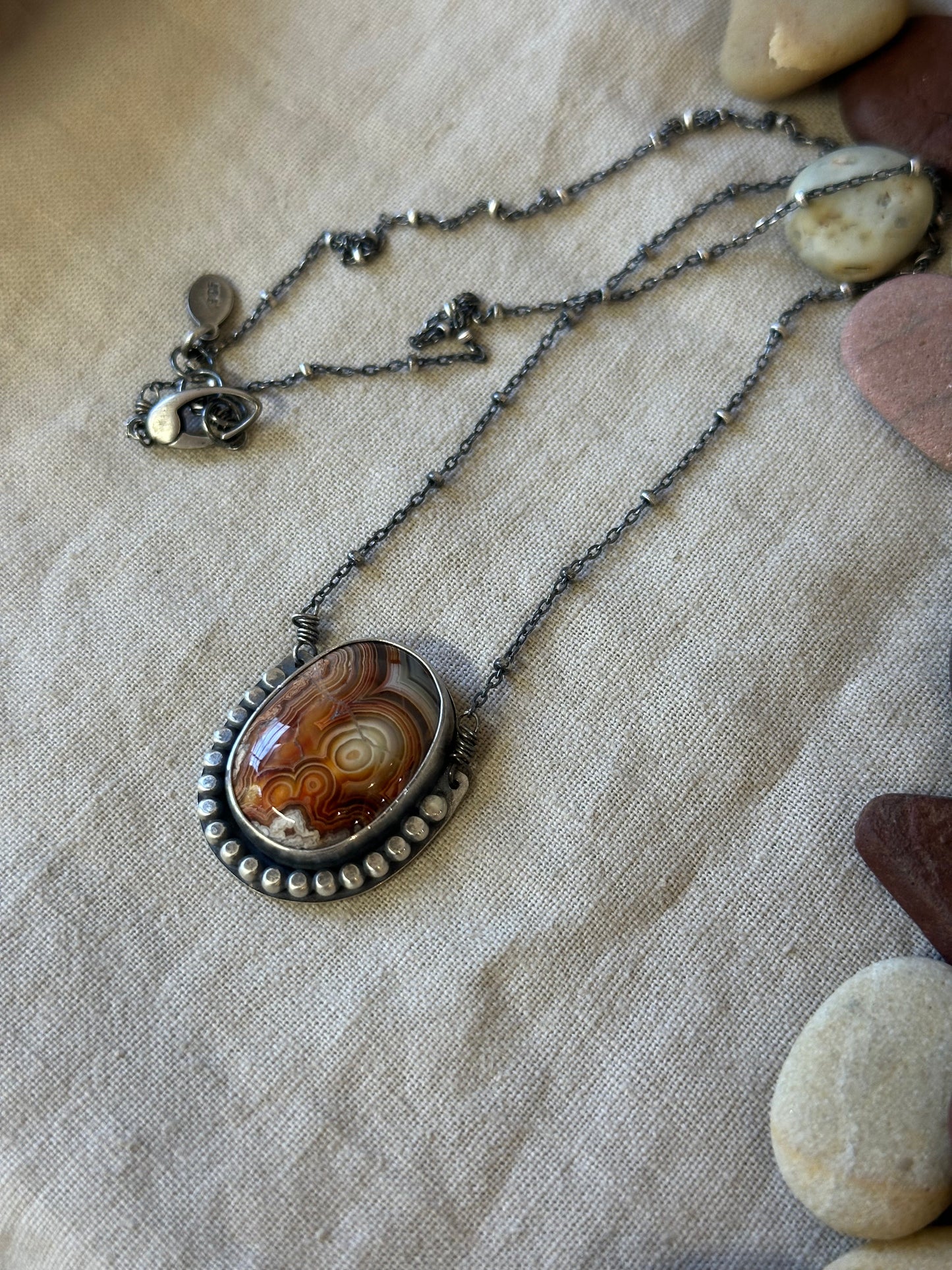 Crazy Lace Agate Amulet Necklace