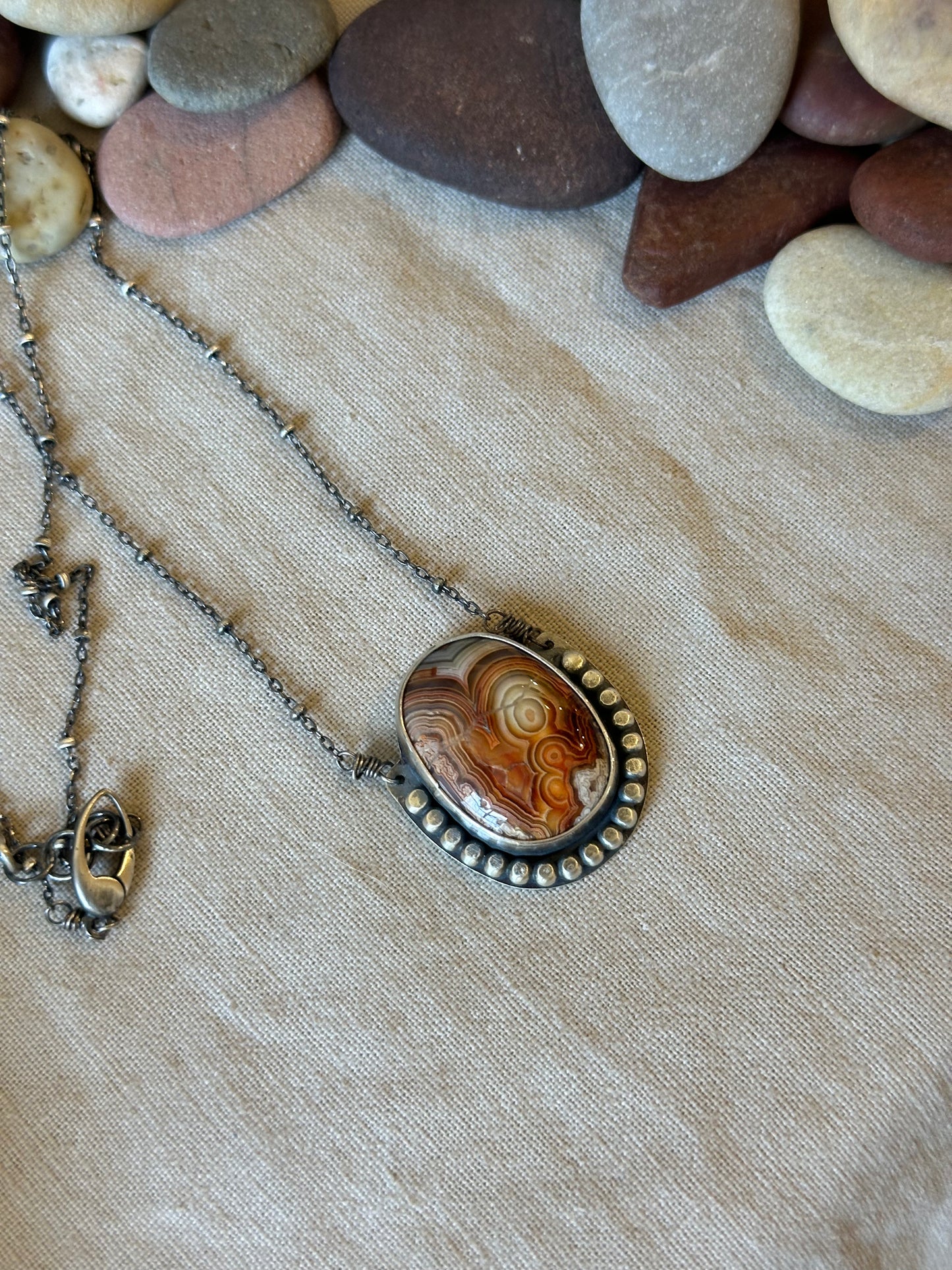 Crazy Lace Agate Amulet Necklace