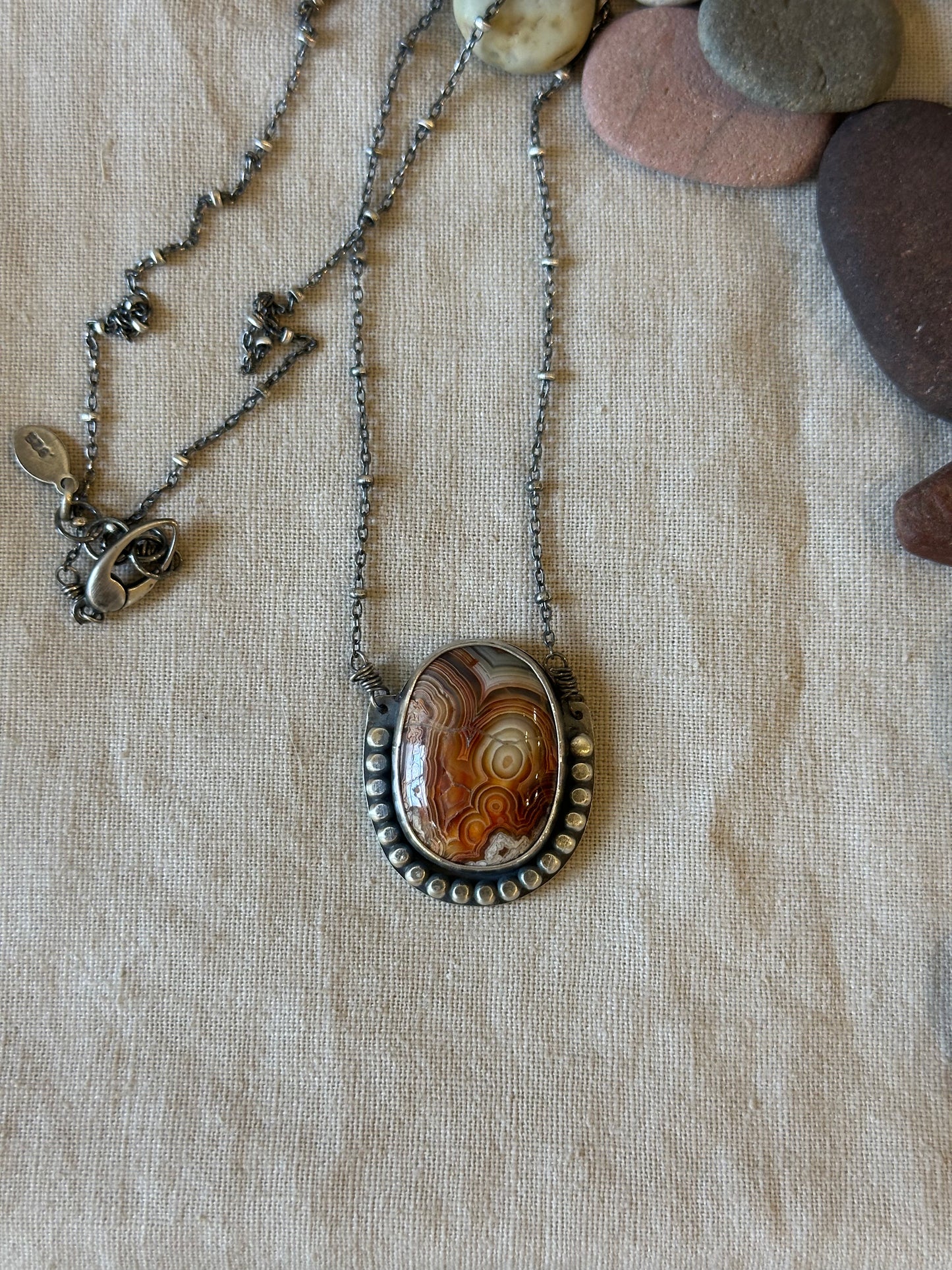Crazy Lace Agate Amulet Necklace