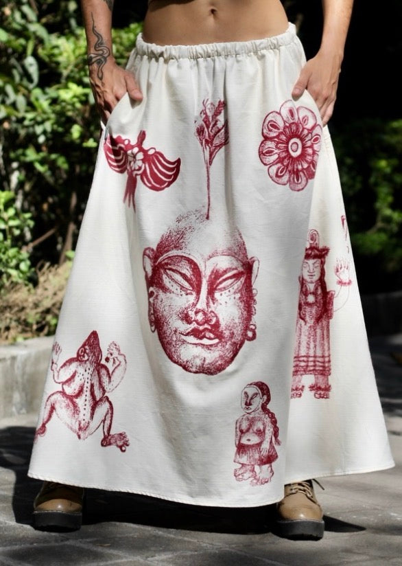Bell Skirt ~ Screen Printed ~ Tierra / Sacred Feminine