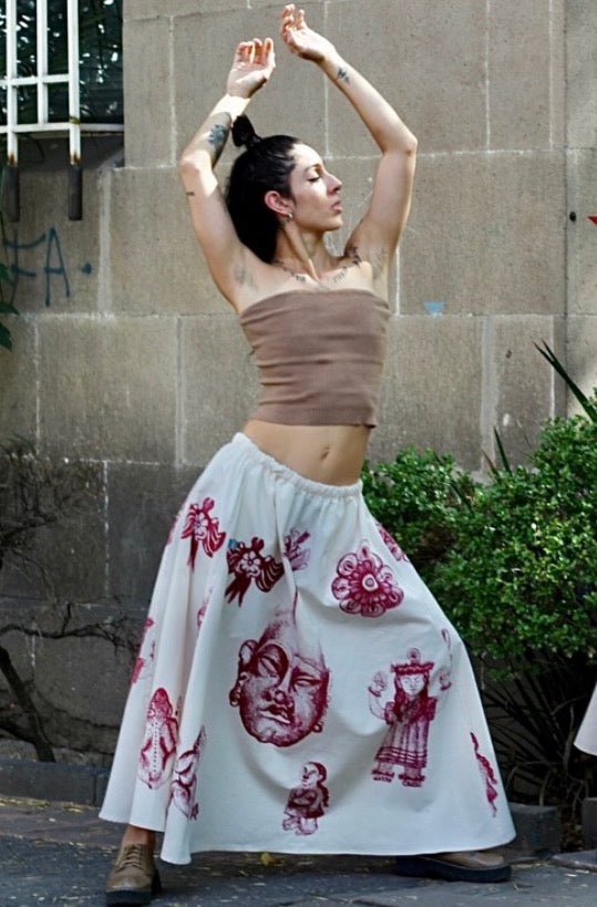 Bell Skirt ~ Screen Printed ~ Tierra / Sacred Feminine