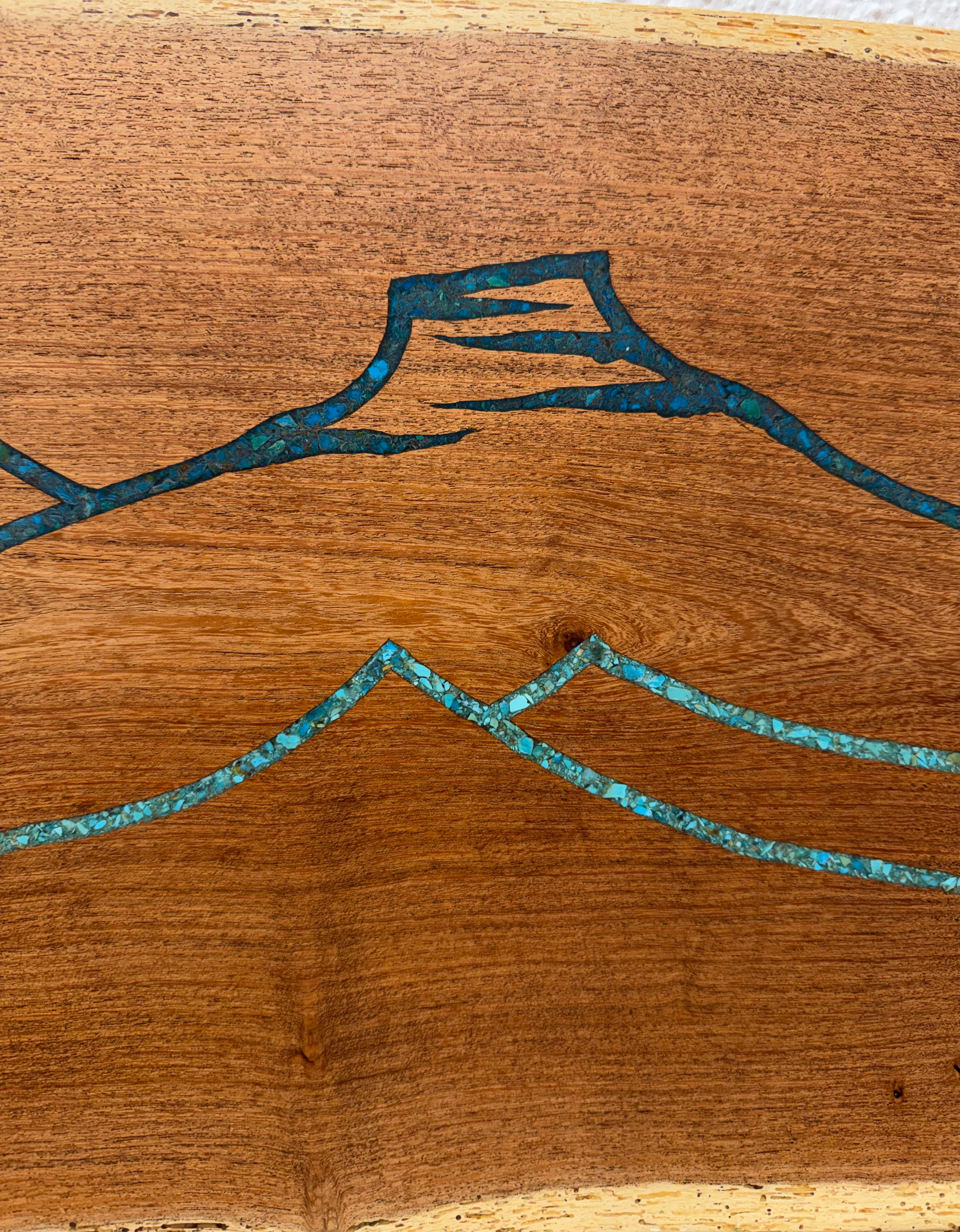 Live Edge Mesquite - with Kingman and Peruvian Turquoise inlay