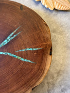 Serving Round Woodboard with Kingman Turquoise