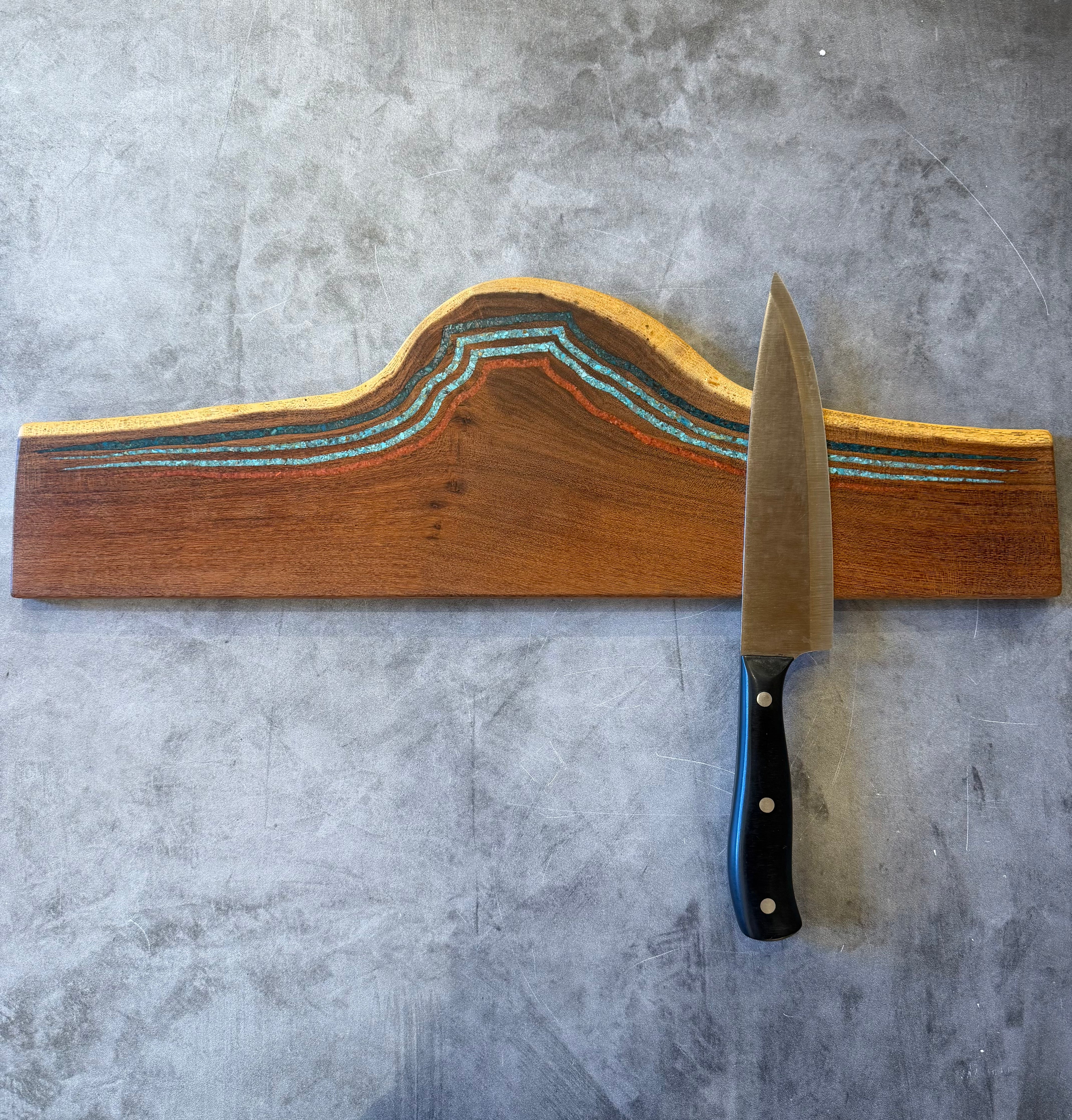 Magnetic Knife block ~ Peruvian, Kingman turquoise and coral
