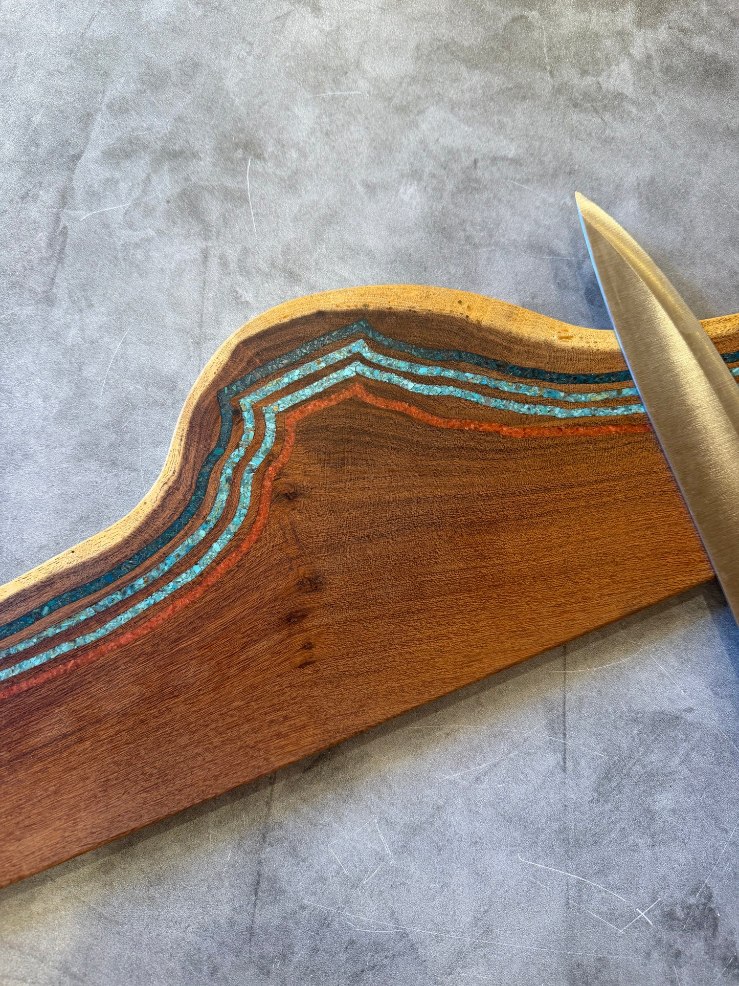 Magnetic Knife block ~ Peruvian, Kingman turquoise and coral
