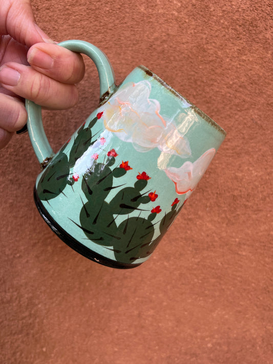 Stoneware mugs ~ hanpainted Yucca and cholla~ 3 colors