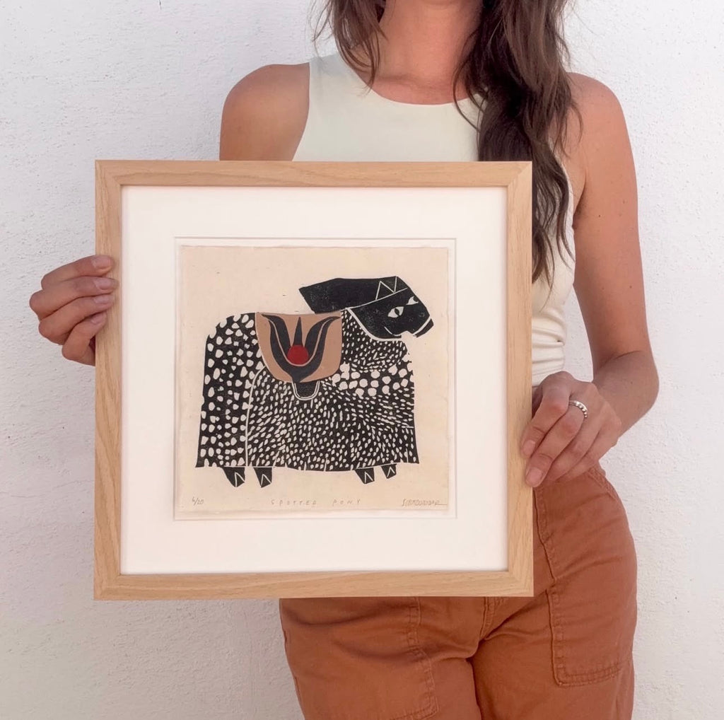 Spotted Pony - Linocut 8”x8”