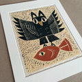 Catch of the day - linocut 8”x10”